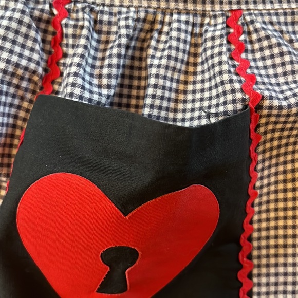 Vintage key to my heart gingham Rick rack apron kitchen game costume apron love - Picture 7 of 13